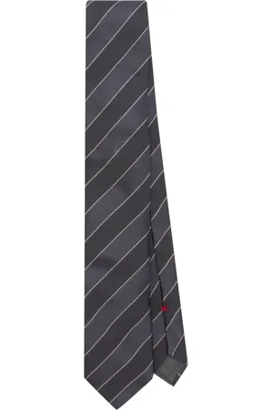 Brunello Cucinelli Corbata de seda con rayas estampadas