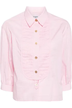 CHANEL Camisa con motivo de cuadros gingham 1990-2000