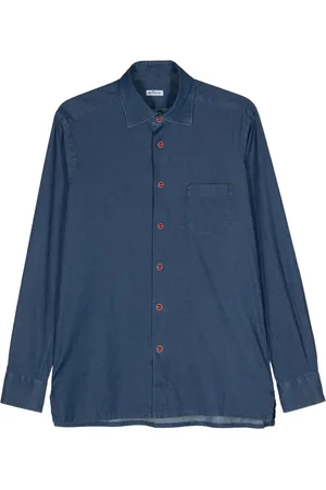 Kiton Camisa de mezclilla con bolsillo de parche