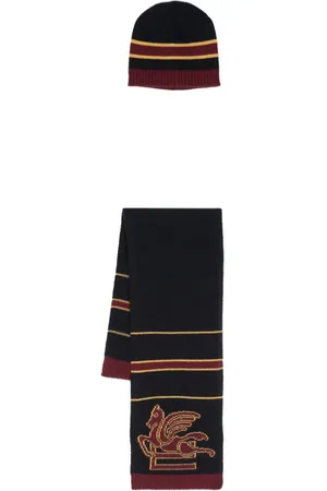Etro Set de gorro con motivo Pegaso en intarsia