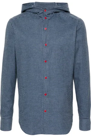Kiton Camisa con capucha y motivo de cuadros gingham