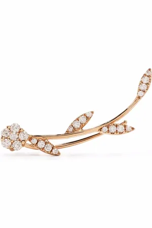 DJULA Arete Leaf Jewel en oro rosa de 18kt con diamante