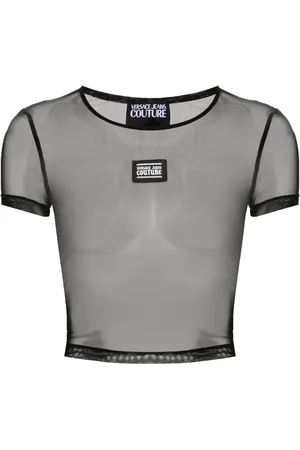 VERSACE Playera de malla con logo Piece Number