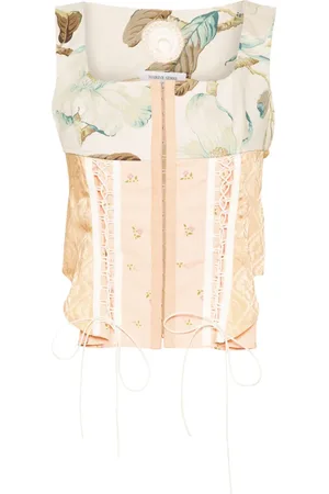 Marine Serre Top estilo corset Upcycled