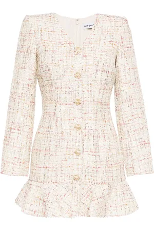 Self-Portrait Vestido corto de tweed manga larga
