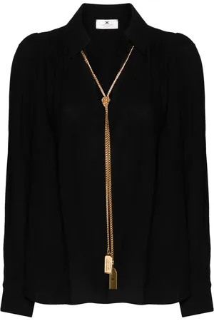 Elisabetta Franchi Blusa de georgette con aplique de collar