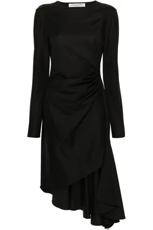 Serafini Vestido midi asimétrico fruncido