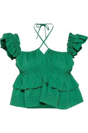 B+AB Top con cuello halter y volantes