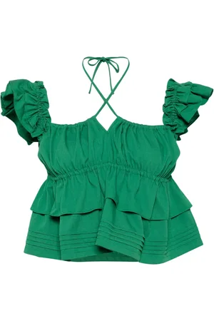 B+AB Top con cuello halter y volantes