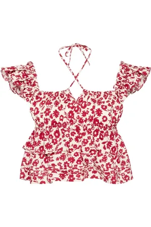 B+AB Top con estampado floral y volantes