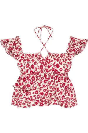 B+AB Top con estampado floral y volantes