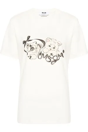 Msgm Playera con gato estampado