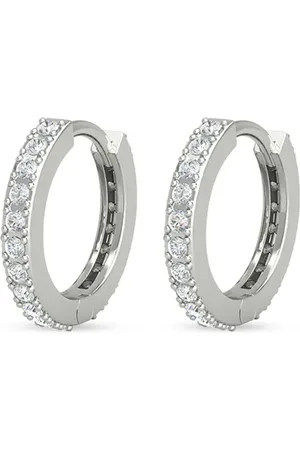 VEYNOU Aretes huggie en oro blanco de 14kt con diamantes