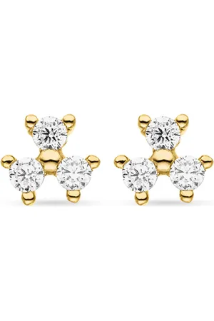 VEYNOU Aretes Fleur en oro amarillo de 14kt con diamantes