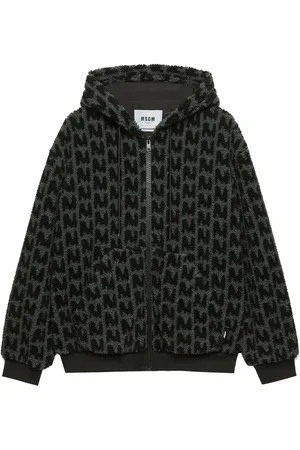 Msgm Hoodie con cierre y logo estampado