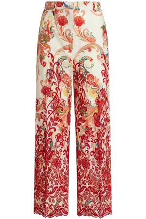 Etro Pantalones bordados con estampado de cachemira