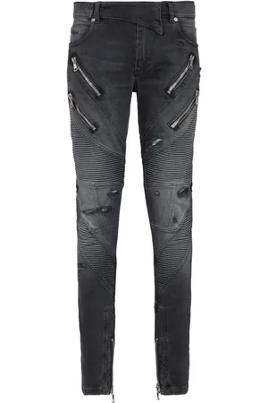 Balmain Skinny jeans con paneles y efecto envejecido