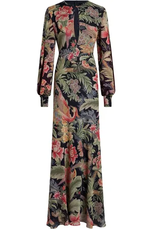 Etro Vestido largo de seda con estampado floral