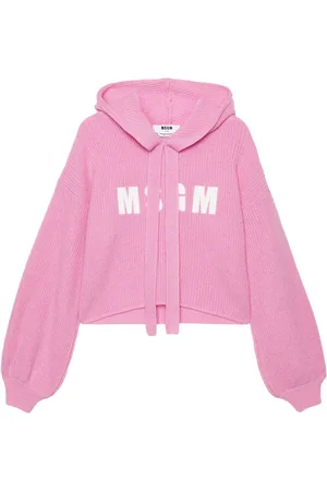 Msgm Hoodie tejida con logo bordado