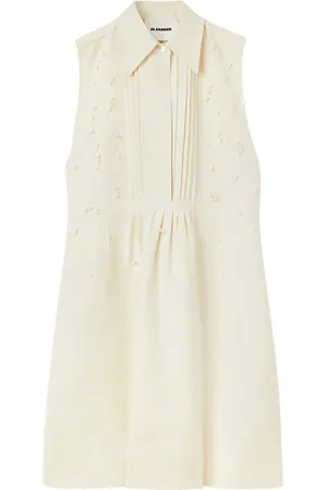 Jil Sander Vestido camisero con perlas bordadas