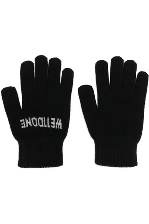 We11 Done Guantes de cachemira tejidos con logo en intarsia