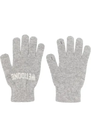 We11 Done Guantes de cachemira tejidos con logo en intarsia