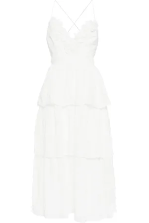 Self-Portrait Vestido midi a capas con aplique floral