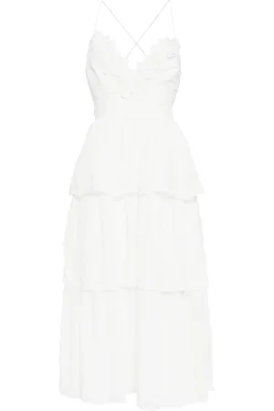 Self-Portrait Vestido midi a capas con aplique floral