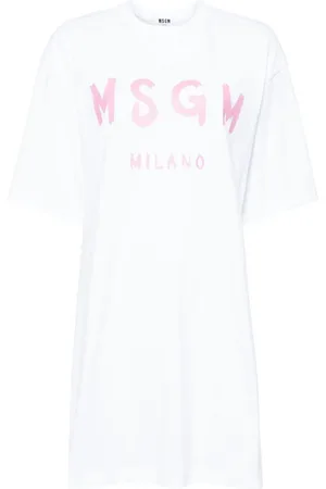 Msgm Vestido estilo playera con logo estampado
