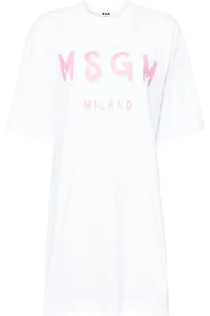 Msgm Vestido estilo playera con logo estampado
