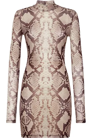 Philipp Plein Vestido corto manga larga con estampado de piel de serpiente