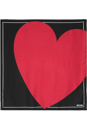 Moschino Mascada de seda con corazones estampados