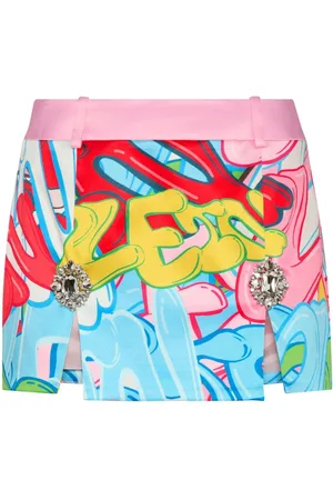 Philipp Plein Falda corta con estampado de grafiti y detalles de cristal