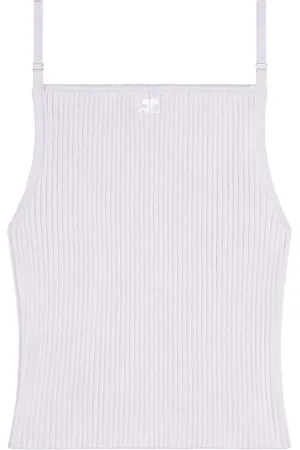 Courrèges Top tejido de canalé con logo bordado