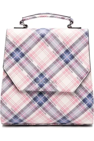 MONNALISA Mochila con letras del logo y cuadros tartán