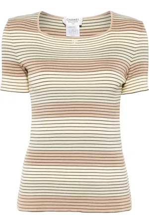 CHANEL Playera tejida con motivo de rayas 1998
