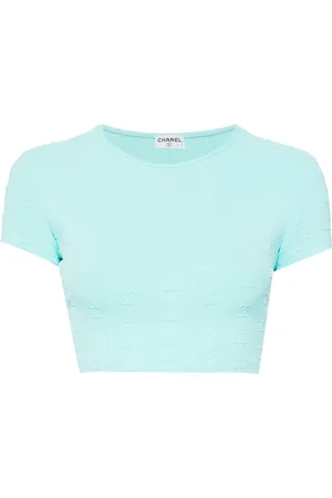 CHANEL Playera corta con logo CC bordado 1997