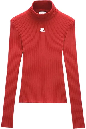 Courrèges Top tejido de canalé con parche del logo