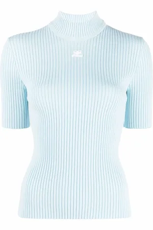 Courrèges Top tejido de canalé con logo bordado