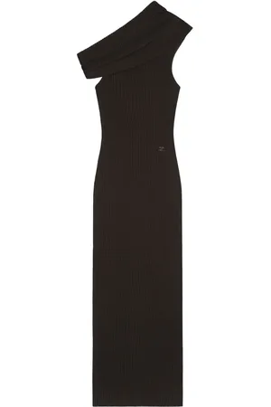 Courrèges Vestido largo tejido de canalé asimétrico