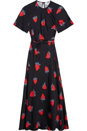 Msgm Vestido con fresas estampadas y cinturón
