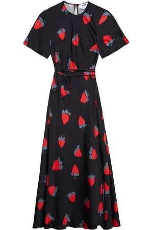 Msgm Vestido con fresas estampadas y cinturón