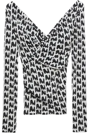 Msgm Top con logo estampado y cuello en V