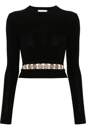 Paco rabanne Top tejido de canalé con apliques