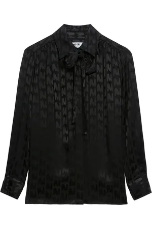 Msgm Camisa con logo estampado y moño en el cuello
