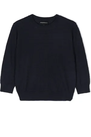 Emporio Armani Suéter con cuello redondo y logo en intarsia