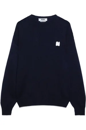 Msgm Suéter con aplique del logo y cuello redondo
