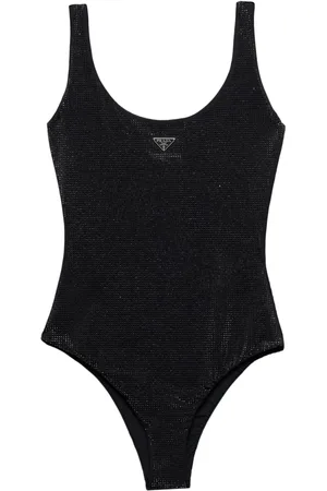 Prada Traje de baño con logo triangular y detalles de strass