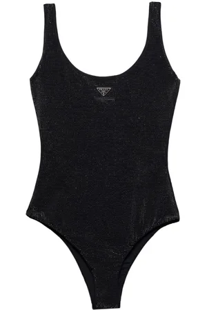 Prada Traje de baño con logo triangular y detalles de strass