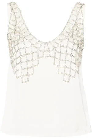 Self-Portrait Blusa sin mangas con detalles de strass